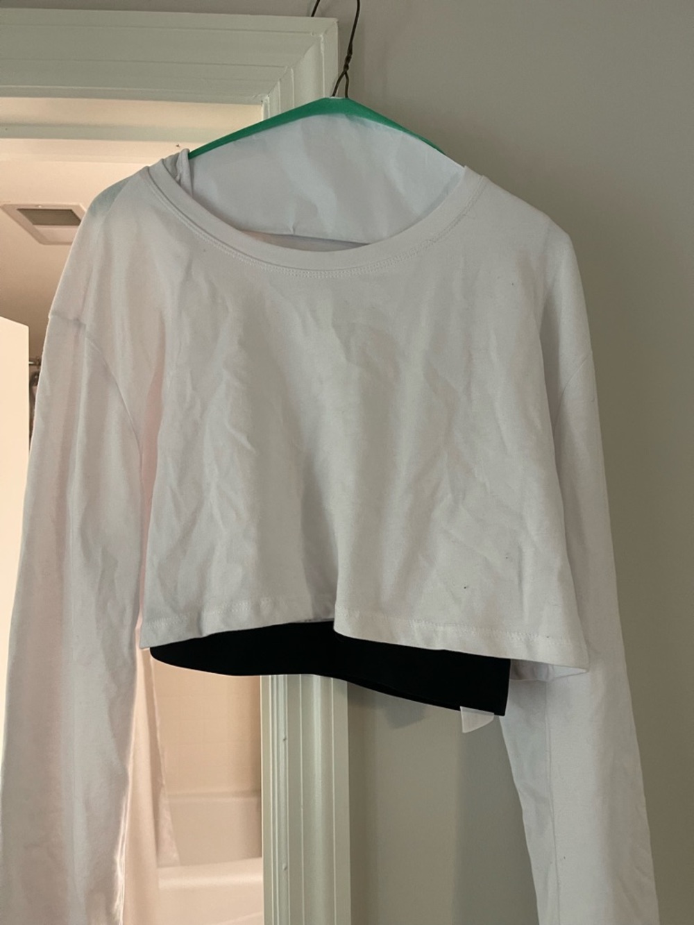 Zara long sleeve white cropped shirt with built in bra shirt Sz.M